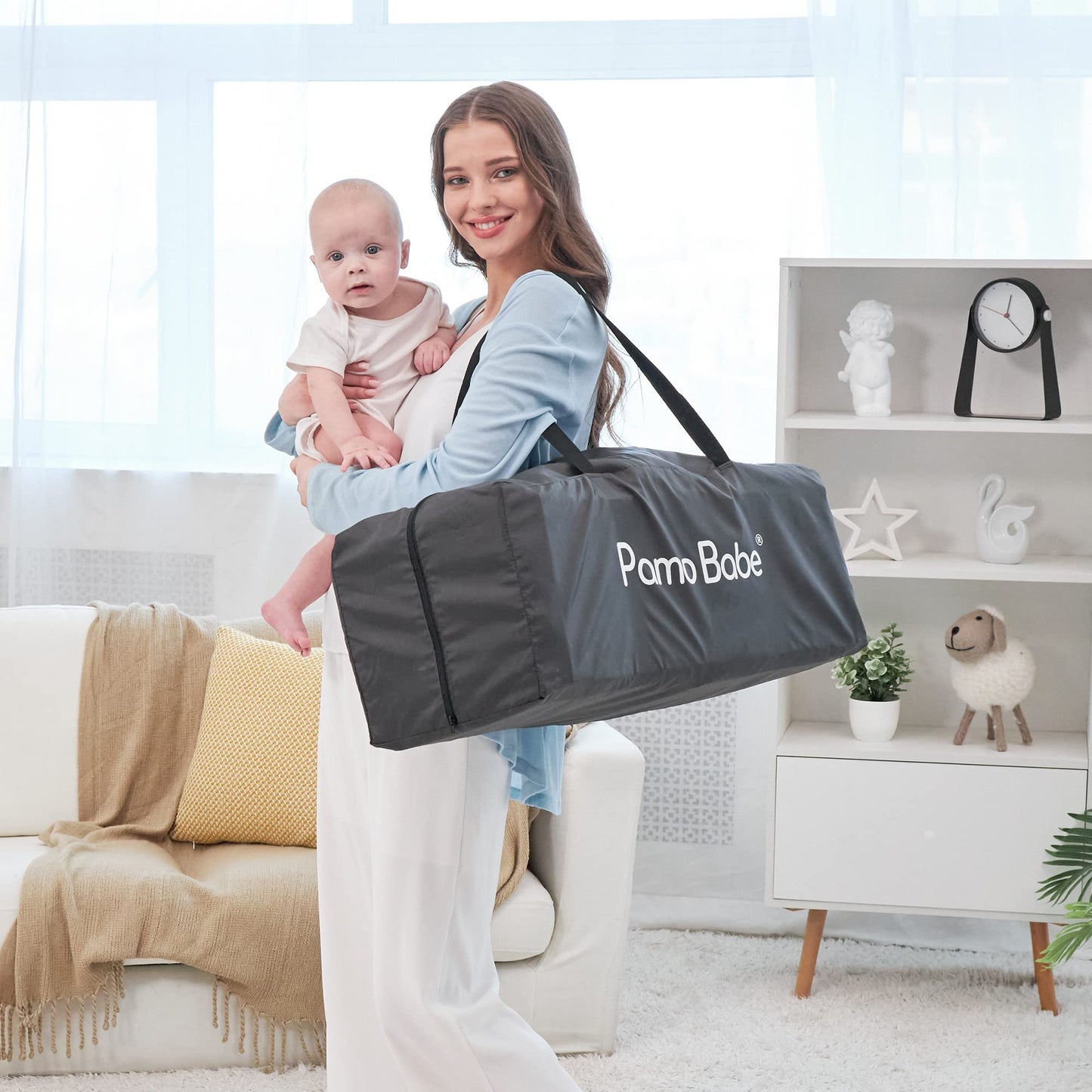 Pamo Babe Portable Playpen Foldable Playard for Baby and Toddler Mattress, Changing Table for Newborn Portable Playard