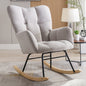 NIOIIKIT Nursery Rocking Chair Teddy Upholstered Glider Rocker Rocking Accent Chair Padded Seat with High Backrest Armchair Comfy Side Chair for Living Room Bedroom Offices (Ivory Teddy)
