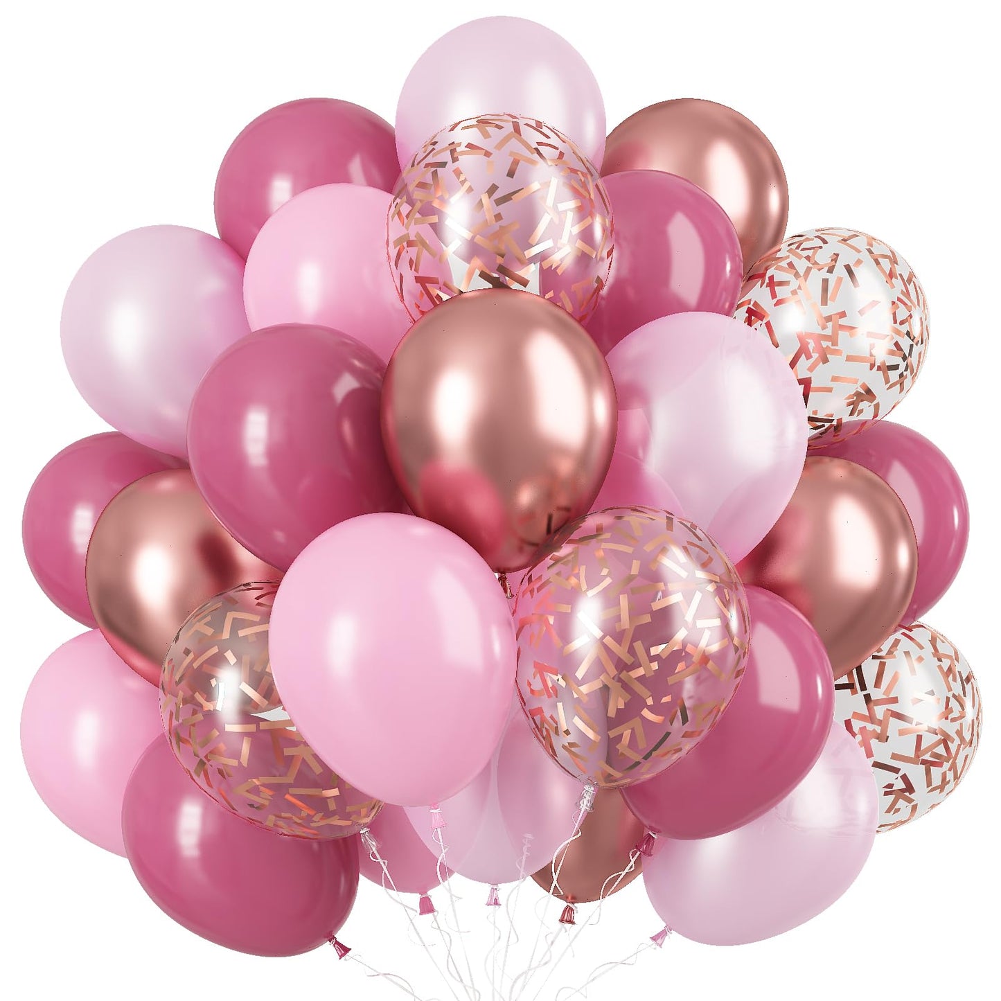 Retro Blush Pink Balloons, 60 Packs 12 Inch Dusty Pink Metallic Chrome Rose Gold White Sand Nude Balloons for Bridal Baby Shower Girls Boho Birthday Wedding Decorations Supplies