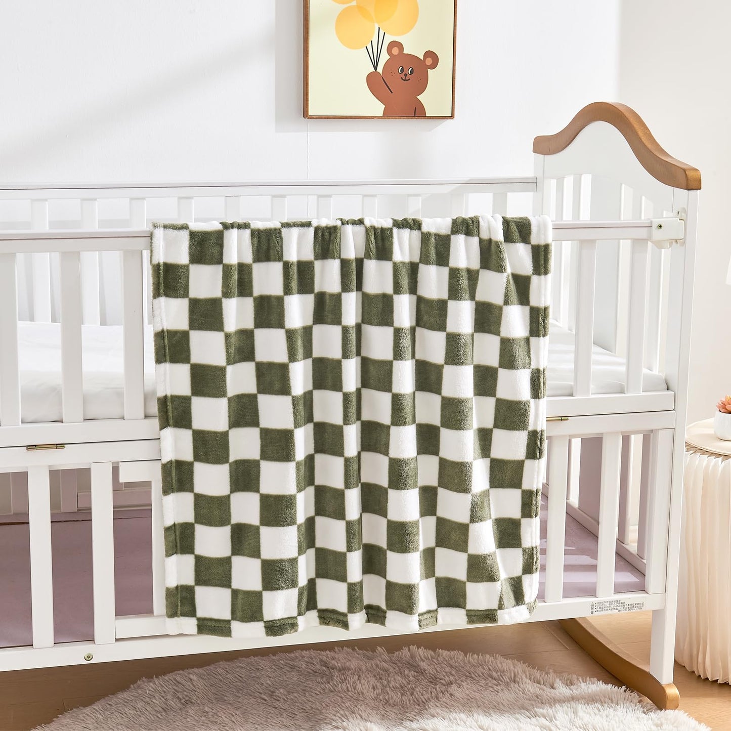 Yurhap Checkered Baby Blanket Fleece Baby Blankets for Boys, Ultra Soft Cozy Fluffy Infant Toddler Newborn Receiving Blankets for Crib Stroller, 30''x40'', Blue