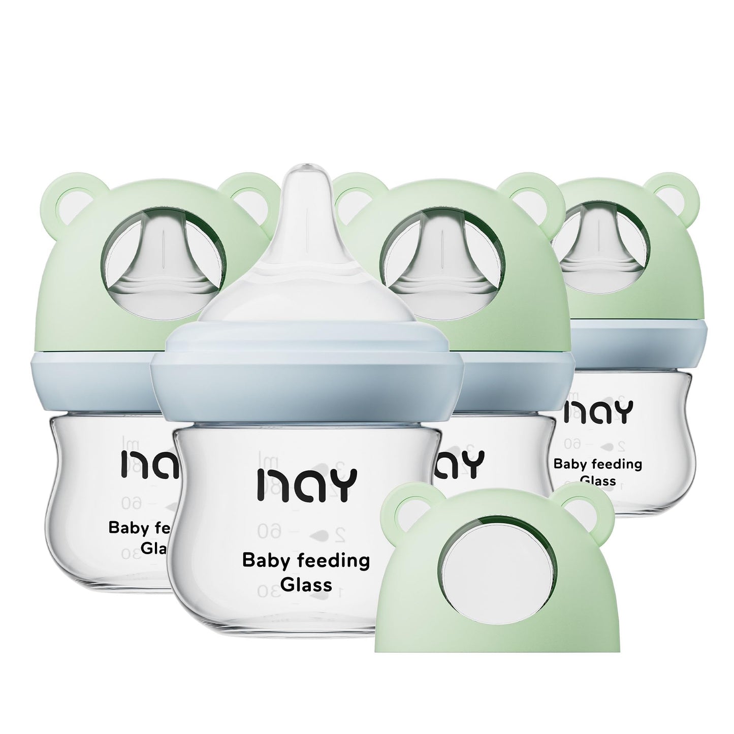 Natural Glass Baby Bottle for Breastfeeding Babies, 5.4oz Anti-Colic Baby Bottle with Natural Response Nipple(S), Clear, Wide Neck, 2 Pack, 1 Months+