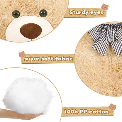 51 inch Big Teddy Bear Cute Giant Stuffed Animals Soft Plush Toy for Girlfriend Kids for Birthday Christmas Valentine's Day