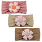 3 Pcs Baby Flower Headbands Baby Girls Nylon Headband Soft Hairbands Hair Accessories for Newborn Infant Toddler Kids (Beige Pink Khaki)