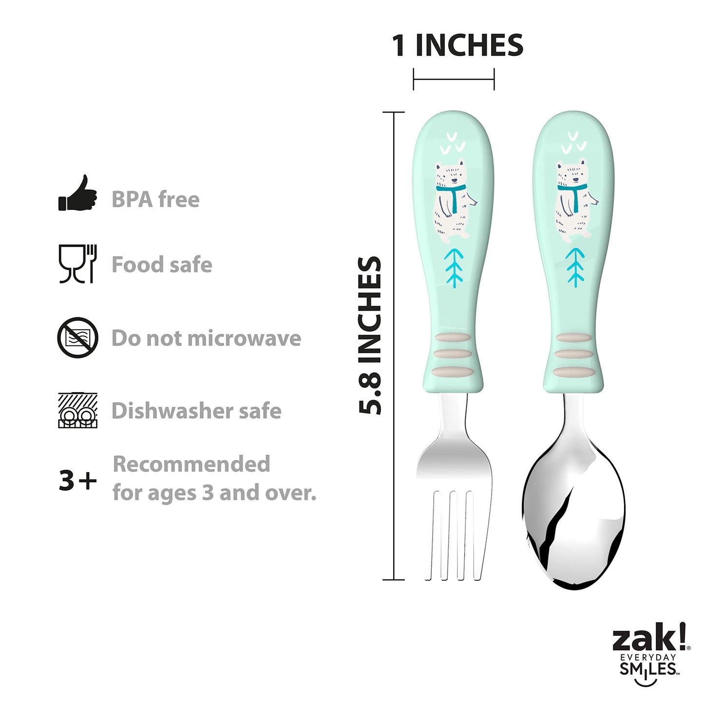 Zak Designs 5-Piece Dinnerware Set, Baby Shark - Durable Plastic & Stainless Steel - Includes Water Bottle, 8-Inch Plate, 6-Inch Bowl, Fork & Spoon - Suitable for Kids Ages 3+
