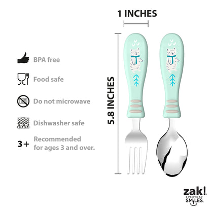 Zak Designs 5-Piece Dinnerware Set, Baby Shark - Durable Plastic & Stainless Steel - Includes Water Bottle, 8-Inch Plate, 6-Inch Bowl, Fork & Spoon - Suitable for Kids Ages 3+