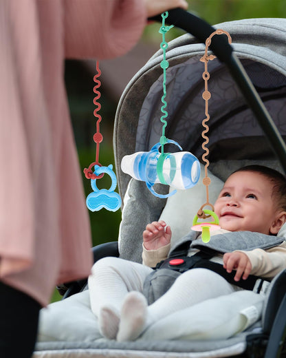 Toy Straps for Baby, 5pcs Adjustable Toy Holder for Stroller Accessories, Silicone Baby Tether Pacifier Clip, No Throw Baby Travel Essential Leash for High Chair, Car Seat (Gril-5 Pack)