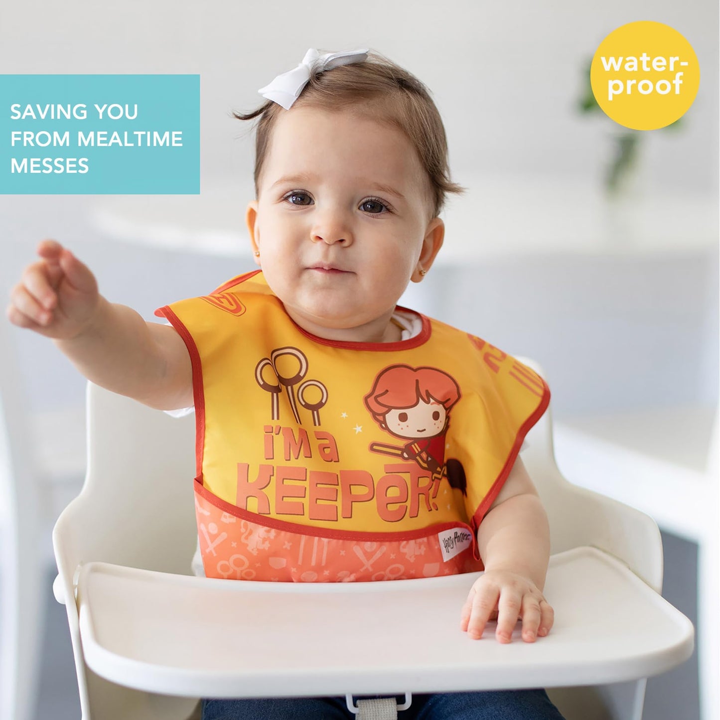 Bumkins Disney Bibs for Girl or Boy, SuperBib Baby and Toddler 6-24 Months, Essential Must Have for Eating, Feeding, Baby Led Weaning, Mess Saving Waterproof Soft Fabric, 3-pk Pooh Bear and Friends