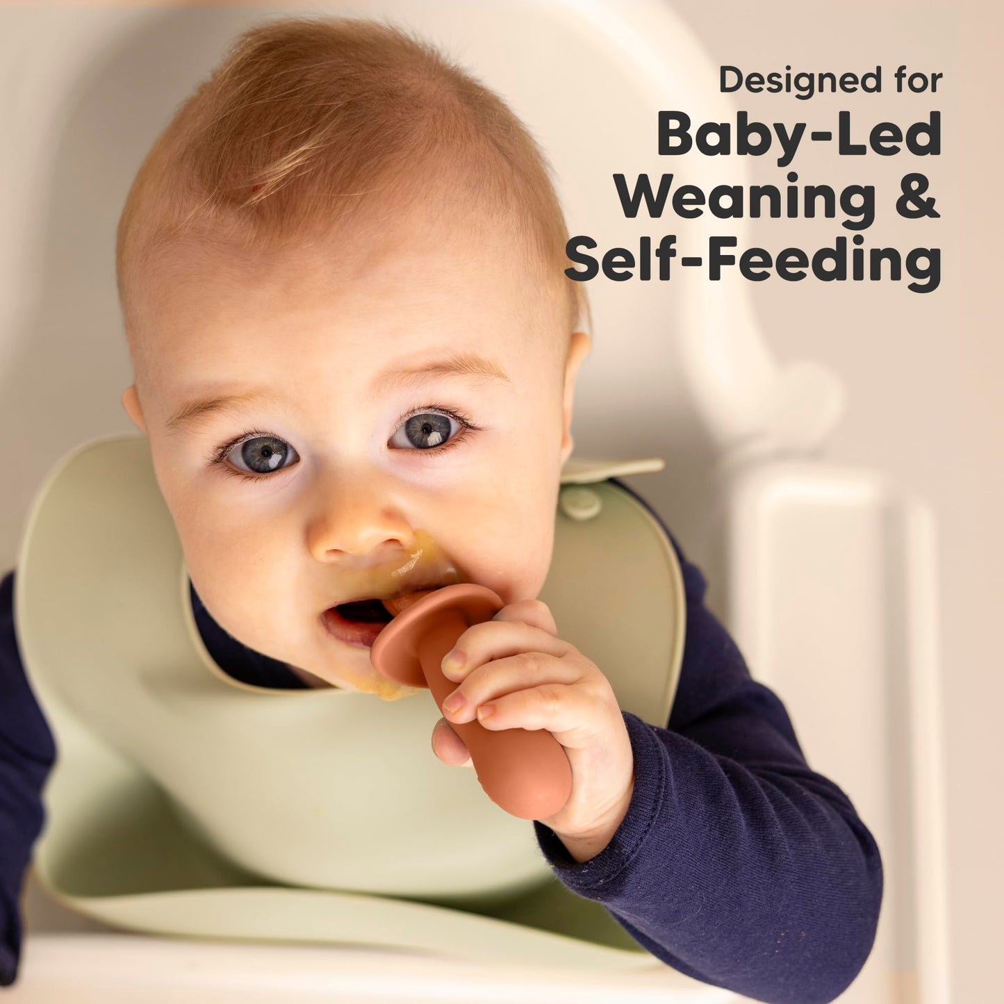 KeaBabies 4-Pack Silicone Baby Spoons and Forks Set - Baby Led Weaning Utensils 6-12 Months, Self Feeding Toddler Spoon & Fork for Training, Teething, Easy to Hold, BPA-Free Silicone (Roseate)