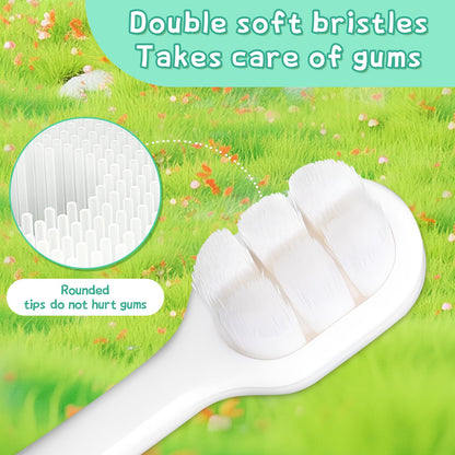 Toddler Toothbrush with Tongue Cleaner, Extra Soft Bristles for Kids 1-6，BPA-Free Baby Toothbrush with Ergonomic Grip & Non-Slip Handle， Kid Toothbrush for Gentle Care & Safe Brushing (Pink, 1 Count)