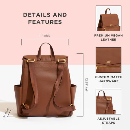 Freshly Picked Mini Classic Diaper Bag Backpack, Vegan Leather Baby Diaper Bag, Backpack Diaper Bag for Women (Aspen)