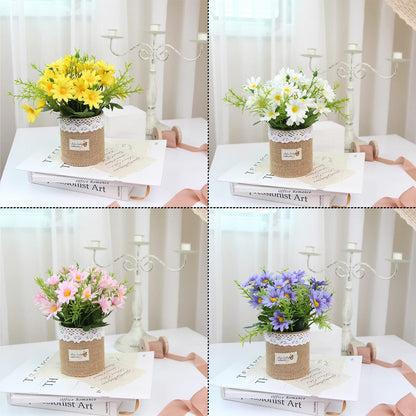 XONOR Artificial Flower Plants – Mini Fake Hydrangea Flowers in Pot for Home Decor Party Wedding Office Patio Table Desk Decoration, Set of 4, 3.3''(D) x 5.5''(H)
