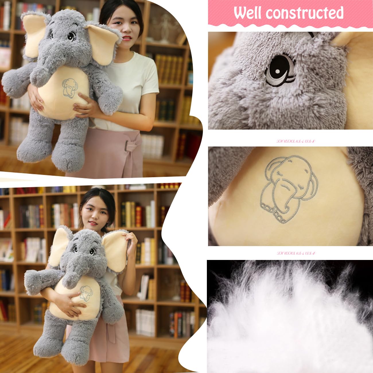 Giant Elephant Stuffed Animal 39'', Large Plush Toy, Soft Huggable Cute Elephant Plush for Girls, Boys, Kids, Babies - Gifts for Birthday, Mother's Day, Christmas