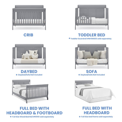 Delta Children Simmons Kids Carter 6-in-1 Convertible Crib - Greenguard Gold Certified, Black Ebony