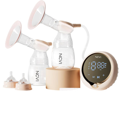 NCVI 8100 Double Electric Breast Pump Suitable for Large Nipples with 4 Modes|9 Levels, Anti-Backflow Milk Breastfeeding Pump with 24/28mm Silicone Flanges, Handheld Motor and LED Display, Ultra-Quiet