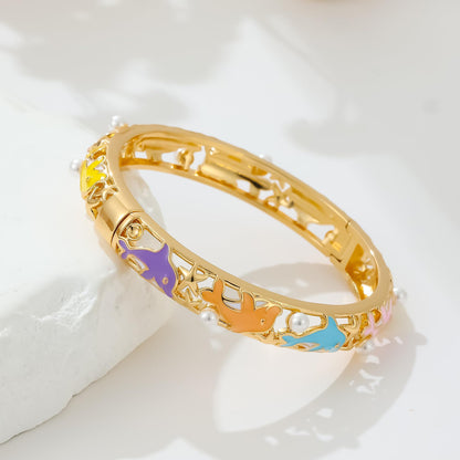 Ethlyn Gold Plated Colorful Openable Kids Baby Girls Bangles Bracelets Birthday Christmas Gifts Birthday Presents for children