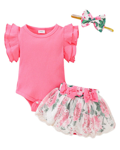 Mioglrie Preemie Clothes Girl Newborn Girl Outfits Infant Baby Girl Clothes Summer Romper Dress Shorts Set