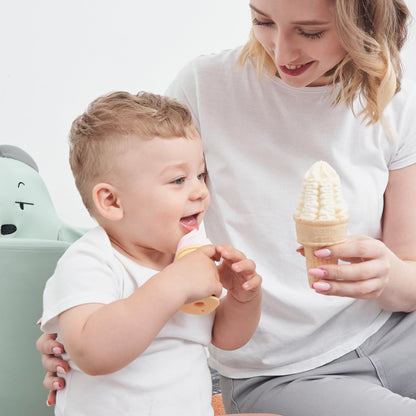 Smily Mia Freezer Teether for Babies 12-18Months,Freezable Ice Cream Toy for 6-12Months Babies,Cold Water Soother for 3-6Months for Teething Pian Relief,Cream White