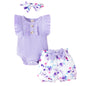 Newborn Baby Girl Clothes Outfits Ruffle Romper and Short Pant Sets with Headband Infant Bodysuits