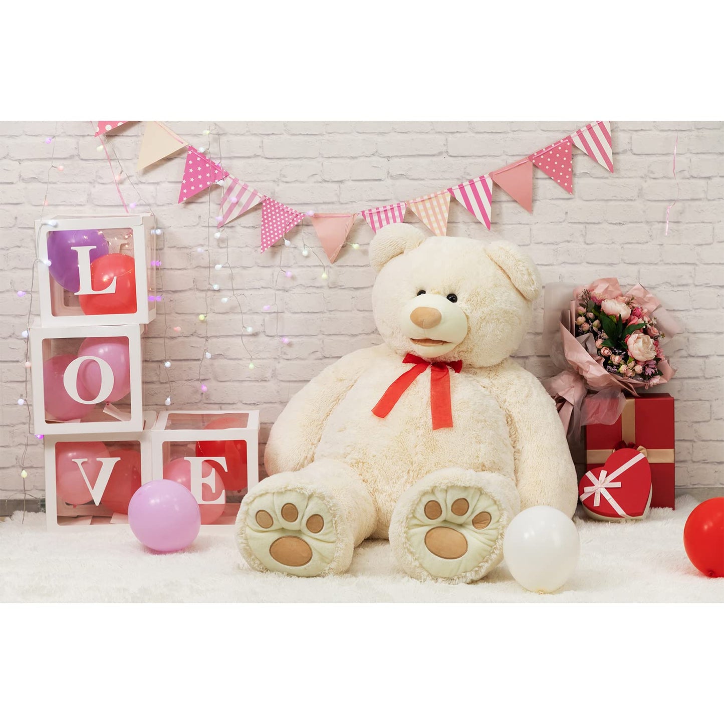 HollyHOME 6ft Teddy Bear Giant Teddy Bear Stuffed Animal with Embroidered Paws Holiday Valentine's Toy Gift for Girlfriend Kids 72 inches Brown