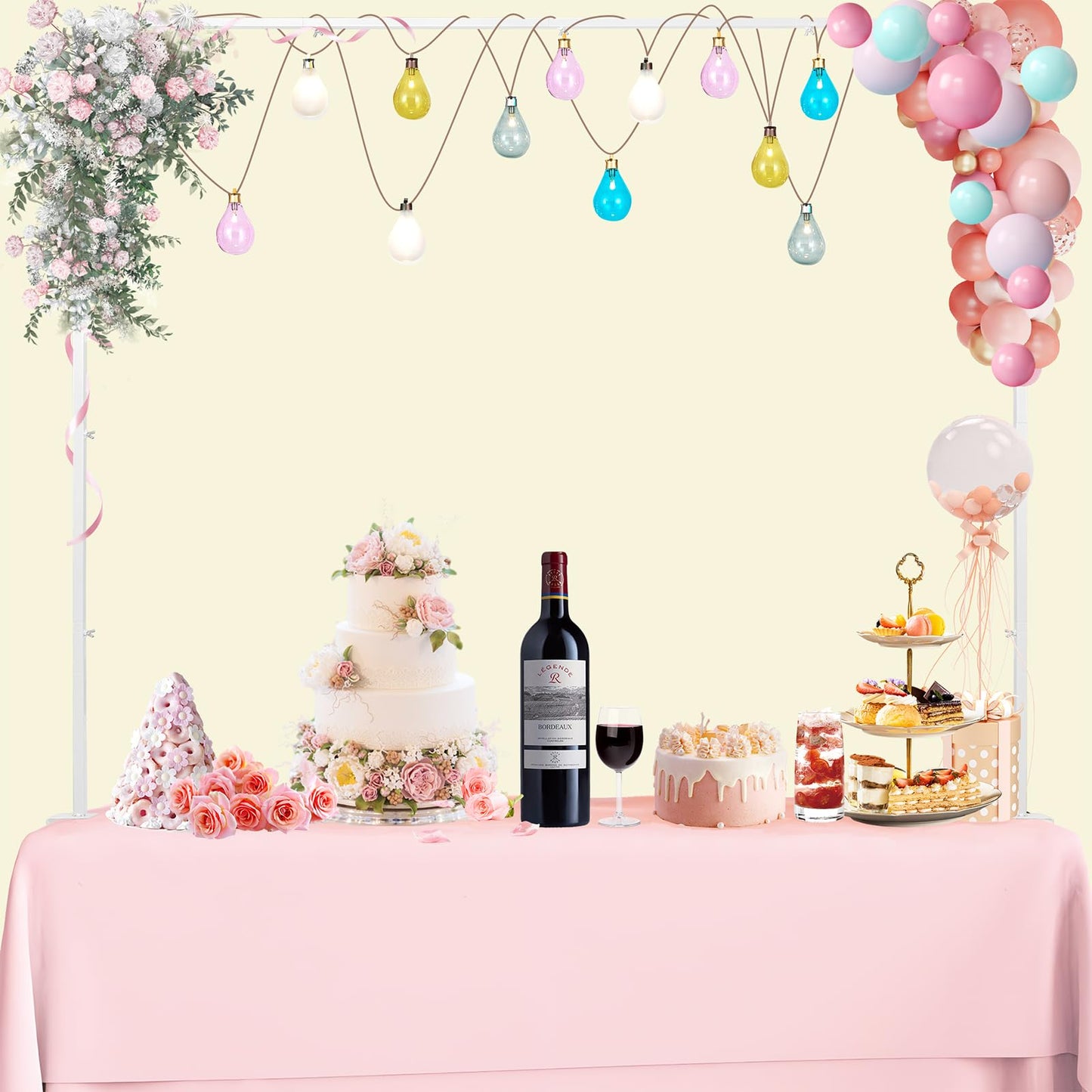 Over The Table Rod Stand with Clamps,Black 33"-100" Adjustable Table Top Frame Backdrop Stand Table Balloon Stand for Wedding Halloween Birthday Party Birthday Christmas Baby Shower Decor