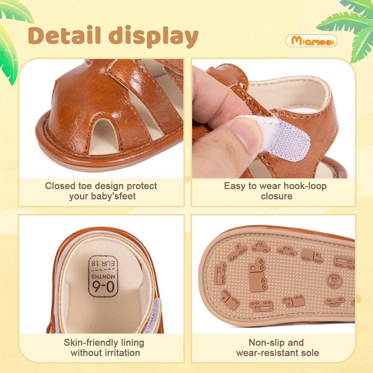 Miamooi Infant Baby Boys Girls Summer Beach Sandals Non Slip Soft Rubber Sole Toddler Outdoor Closed-Toe First Walker Shoes