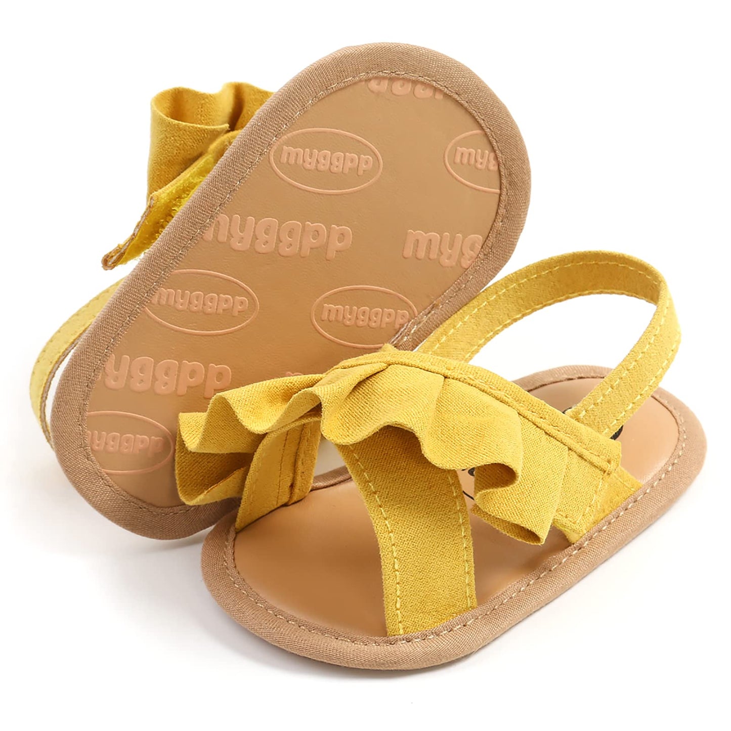 SOFMUO Baby Girls Sandals Premium Soft Sole Infant Indoor Flat Newborn Slippers Lightweight Comfort Toddler Summer Princess Dress Shoes