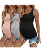 Ekouaer 3 Pack Women Maternity Tank Tops Ruch Side Basic Shirts Summer Postpartum Tops Sleeveless Pregnancy Workout Clothes