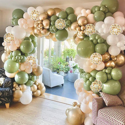 Dusty Blue Balloon Arch Kit, Dusty Baby Blue Balloons Arch Kit With Metallic Gold Sand White Gold Confetti Balloons for Wedding Bridal Shower Boy Birthday Party Baby Shower Decorations