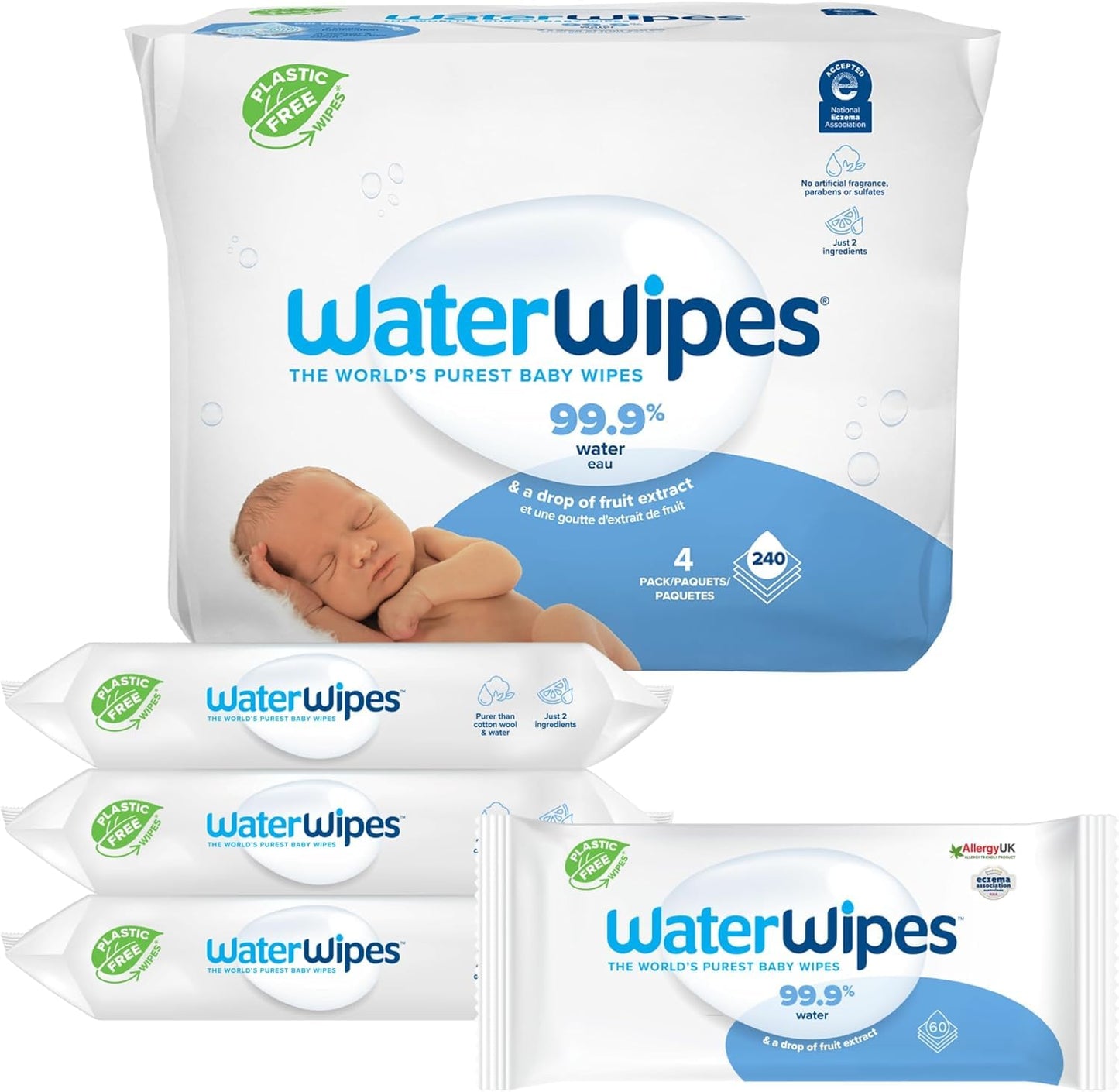 WaterWipes Original Baby Wipes, 99.9% Water, 3-In-1 Cleans, Cares, Protects, Unscented & Hypoallergenic, 720 Count (12 Packs), Packaging May Vary