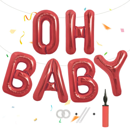 40 Inch Oh Baby Balloon, Shower Decorations, Large Sign for Backdrop, Shiny Banner for Gender Reveal Party Supplies (Gold)