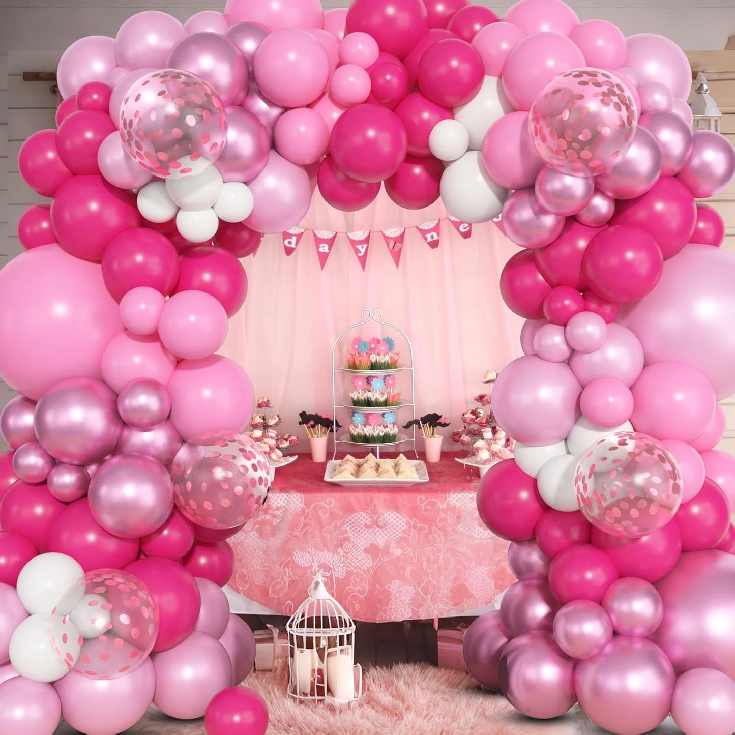 Ouddy Life 157 Pcs Boho Dusty Pink Balloons Arch Garland Kit, Blush Neutral Pink Sand White Metallic Gold Different Size Balloon for Girls Baby Shower Birthday Wedding Gender Reveal Party Decorations