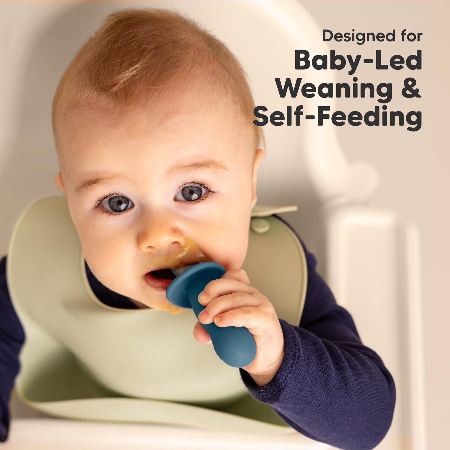 KeaBabies 4-Pack Silicone Baby Spoons and Forks Set - Baby Led Weaning Utensils 6-12 Months, Self Feeding Toddler Spoon & Fork for Training, Teething, Easy to Hold, BPA-Free Silicone (Roseate)