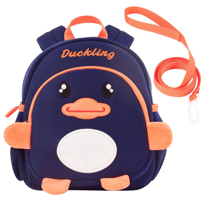 Toddler Backpacks for Boys Girls 2-4 Cute 3D Kids Duck Schoolbag with Baby Leash for Small Preschool Kindergarten Bookbag Cartoon Mini Travel Bags 10inch (Yellow)