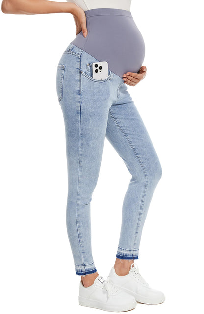 PACBREEZE Women's Maternity Jeans Over Belly Skinny Stretchy Denim Pants Comfy Slim Pregnancy Pants