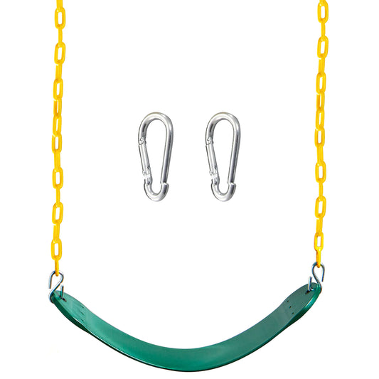 TURFEE Heavy Duty Swing Seat Pink Color with 66” Chain, Swing Set Accessories Replacement with Snap Hooks for Kids Outdoor Play Playground