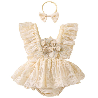 Mubineo Baby Girl Summer Clothes Lace Romper Skirt Dress Princess Outfits Sleeveless Flower Newborn Outfit