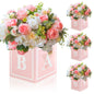 4 Pcs Baby Shower Flower Boxes Centerpieces Decoration Rose Gold Baby Block Floral Holder Centerpiece Baby In Bloom Gender Reveal Birthday Party Decors Table Display Its A Girl Its A Boy