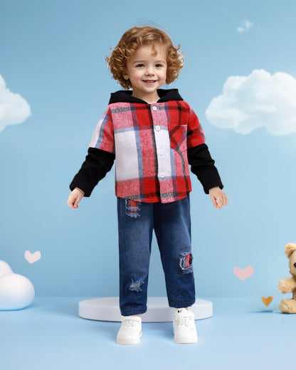 NZRVAWS Baby Boy Clothes Toddler Outfit Infant 6 12 18 24 Months2 3 4T Sweatsuit Ripped Jeans Fall Winter Clothing