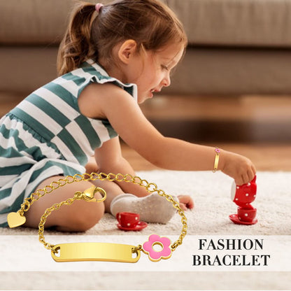Personalized Baby Bar Bracelet : 18K Gold Plated Custom Name ID Plate Bracelet for Children Toddler from Mom, Engraved Kid Name for Daughter Son, New Born Birthday Gift,Adjustable,Nickel free
