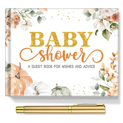 27 Pcs Butterfly Floral Baby Shower Guest Book Set Baby Shower Sign in Guest Floral Book Place Table Cards with Gold Pen Adhesive Photo Corner for Birthday Party