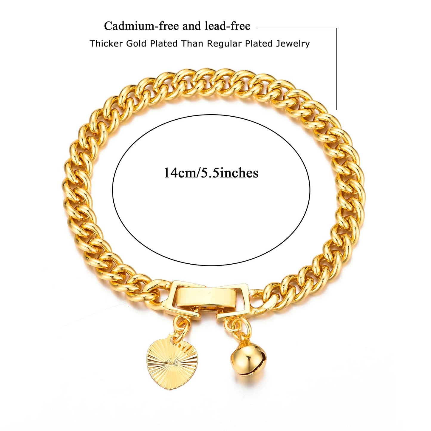 Ethlyn Baby Bracelets for boys Girls 18K Gold Plated Cuban Link Chain Bracelets for Boys Gift for Your Son