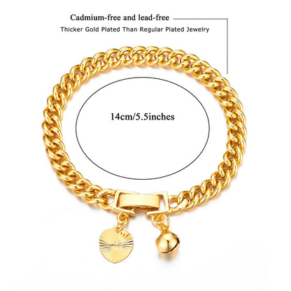 Ethlyn Baby Bracelets for boys Girls 18K Gold Plated Cuban Link Chain Bracelets for Boys Gift for Your Son