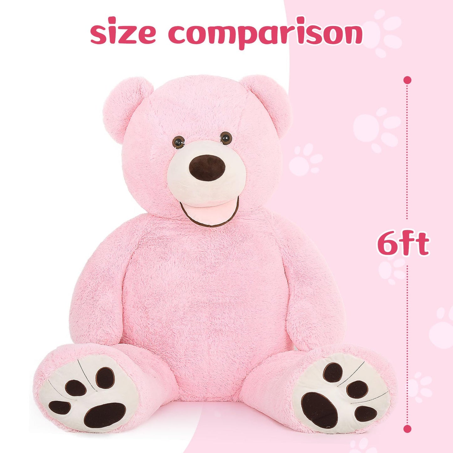 MorisMos Smile Giant Teddy Bear, 51inch Large Stuffed Bears with Big Footprints, Big Stuffed Animals Cuddly Plush Gifts for Girlfriends, Boyfriend, Dark Brown