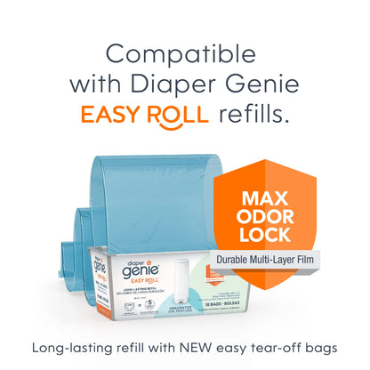 Diaper Genie Signature Pail Includes 1 Easy Roll Refill with 18 Bags | Holds Up to 846 Newborn-Sized Diapers Per Refill