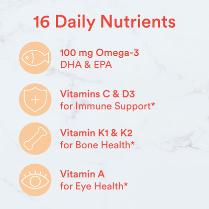 SmartyPants Kids Multivitamin Gummies: Omega 3 Fish Oil (EPA/DHA), Vitamin D3, C, Vitamin B12, B6, A, K & Zinc for Immune Support, Biotin, Gluten Free, Three Fruit Flavors, 120 Count (30 Day Supply)
