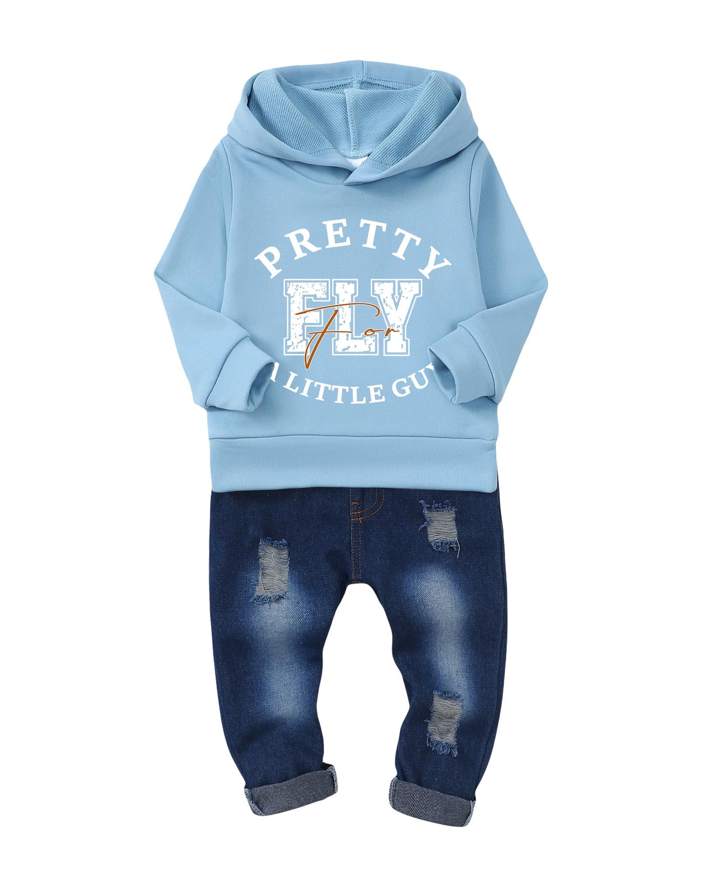 NZRVAWS Baby Boy Clothes Toddler Boy Outfit 2 3 4T 6 12 18 24 Month Fall Winter Hoodie Ripped Jeans Clothing