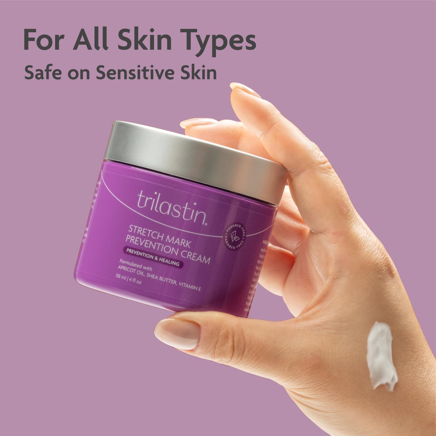 TriLASTIN Maternity Stretch Mark Prevention Cream - Paraben-Free, Hypoallergenic, and Safe for Pregnancy - Stretch Mark Formula for Pregnant Women - 4 Oz Belly Cream for Pregnant Women