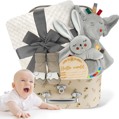 Baby Boy Gifts for Baby Shower, 10Pcs Newborn Baby Shower Boy Gift, Premium & Exquisite Welcome Baby Gift Basket Set Baby Boy Shower Gifts, Baby Boy Gift Basket Set & Baby Boy Gifts Set