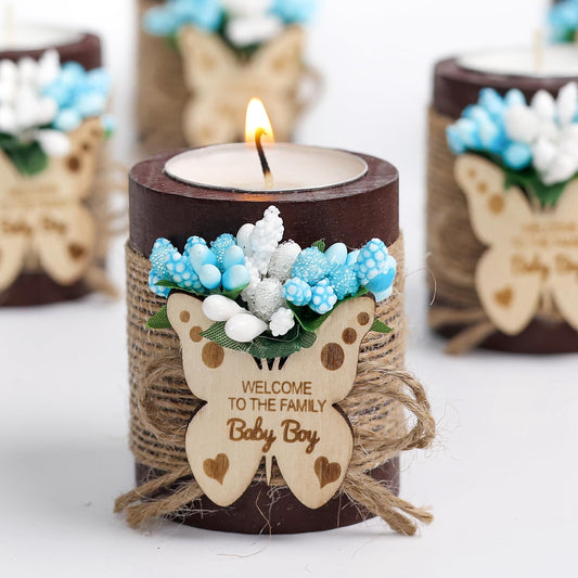10 Piece Wooden Butterfly Tealight Candle Holder for Baby Shower Favors for Guests, Girl Baptisms, Return Gifts, Baby Gender Reveal Favors, First Communion Party Decorations. (Pink)