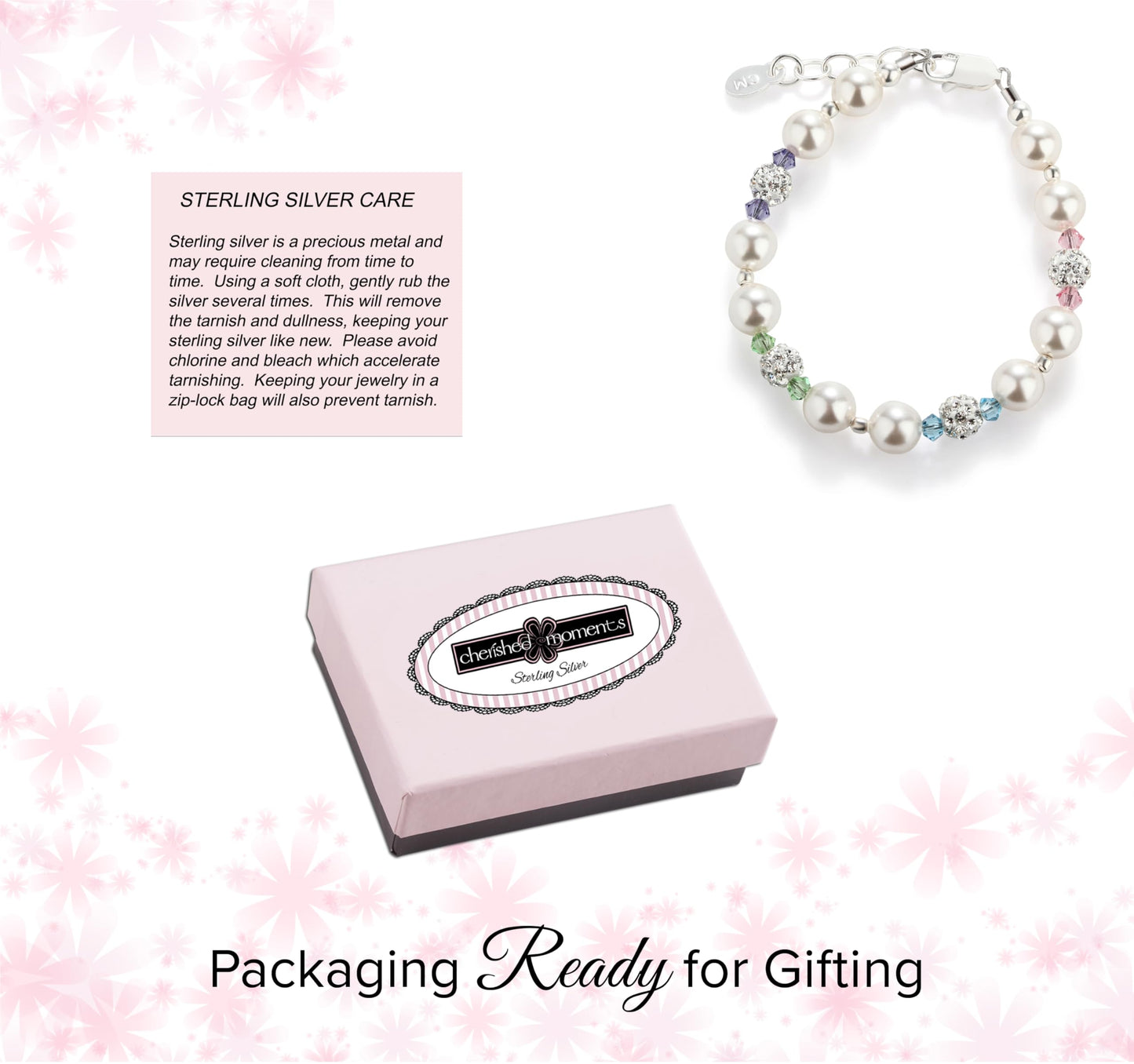 Cherished Moments Children's 14K Gold-plated or Sterling Silver Bracelet with Stardust Beads and Austrian Crystals for Babies, Infants, Toddlers, and Girls Jewelry Gifts
